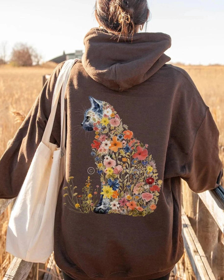 KITTY | Floral Cat Hoodie