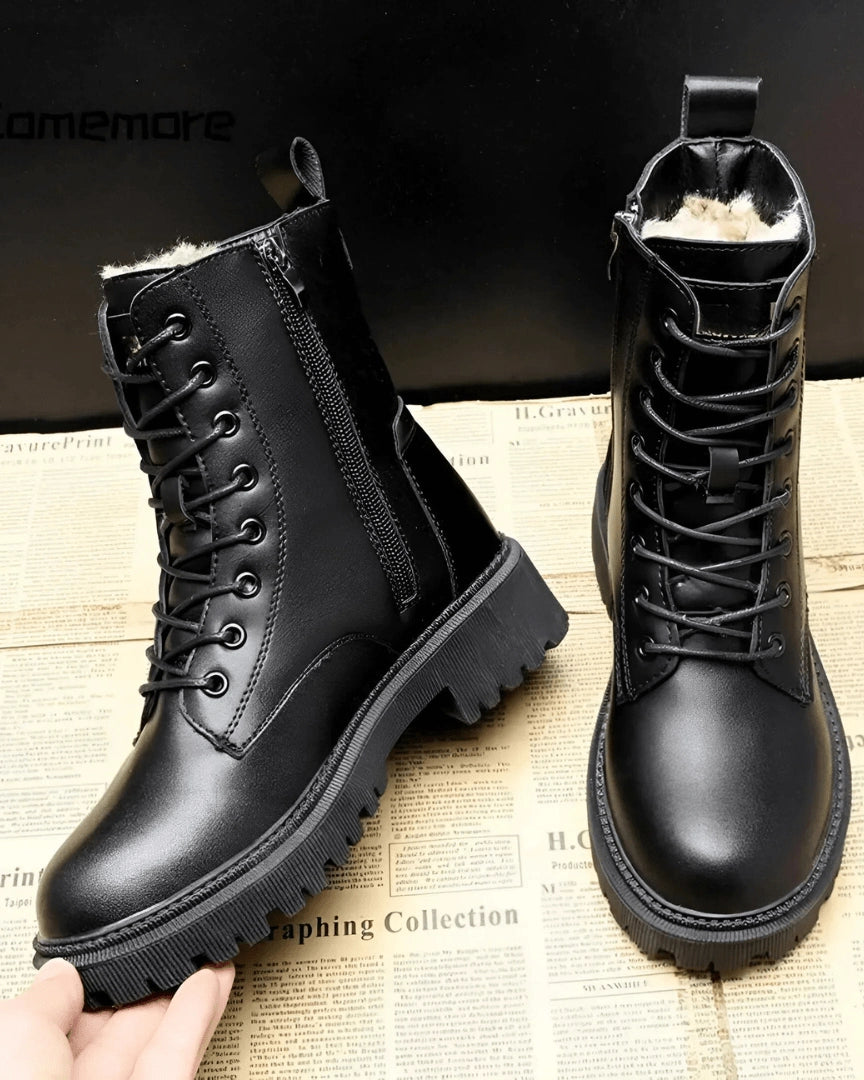 LUMI | Black Leather Winter Boots