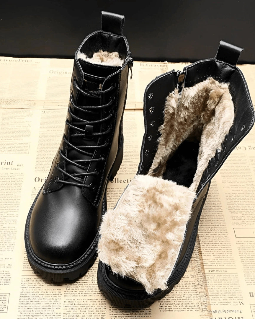 LUMI | Black Leather Winter Boots