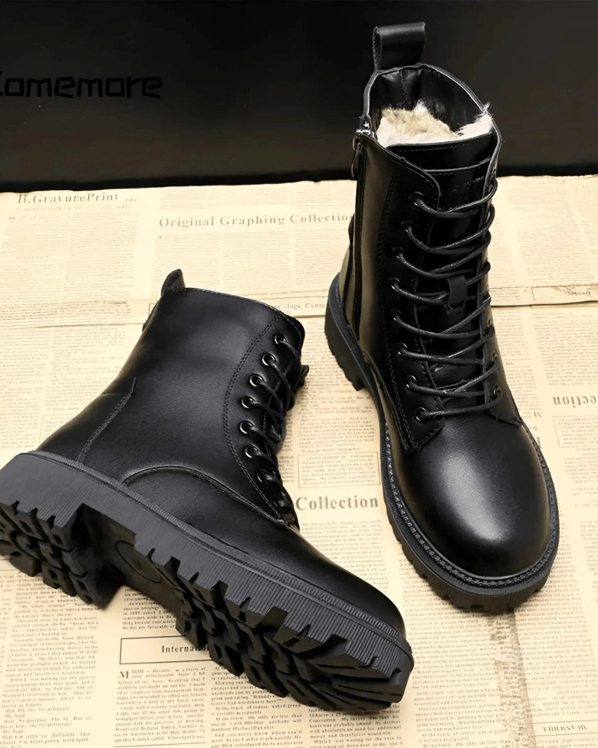 LUMI | Black Leather Winter Boots