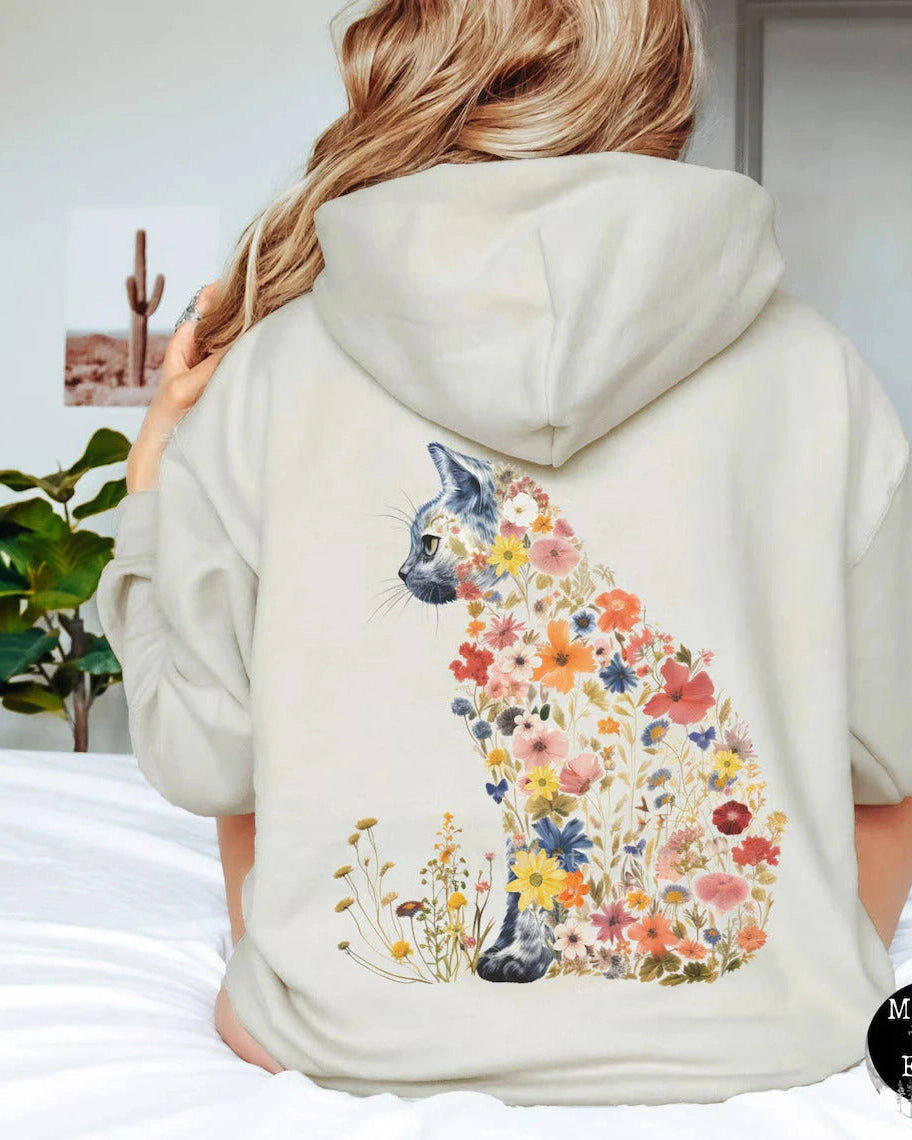 KITTY | Floral Cat Hoodie