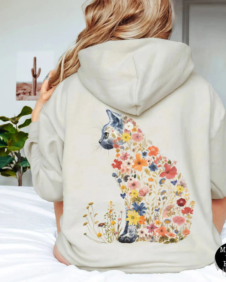 KITTY | Floral Cat Hoodie