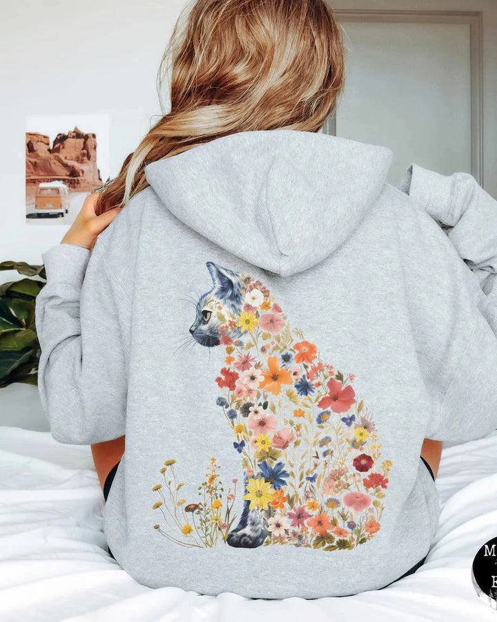 KITTY | Floral Cat Hoodie