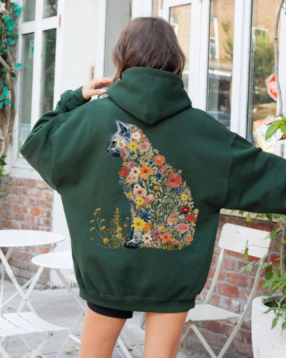 KITTY | Floral Cat Hoodie