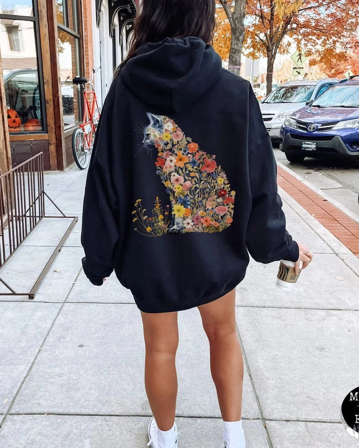 KITTY | Floral Cat Hoodie