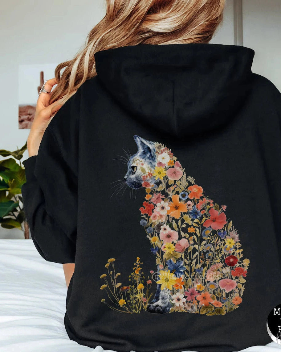 KITTY | Floral Cat Hoodie